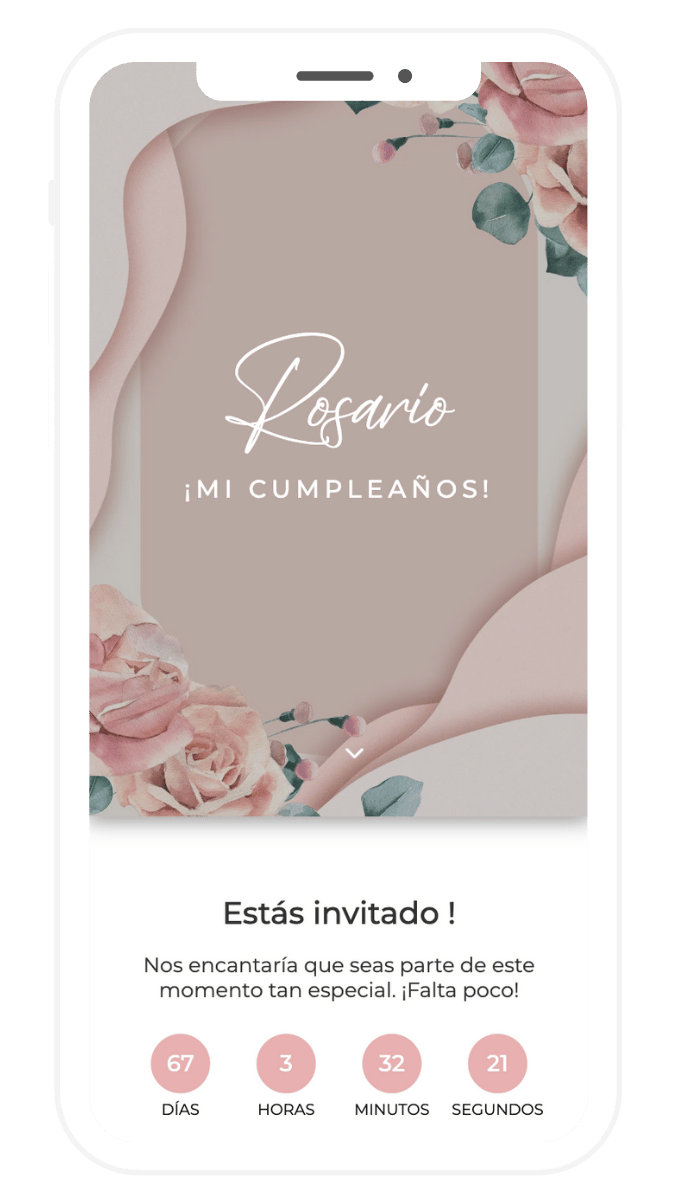 Invitacion digital de cumpleaños de xv, colores pastel, sin foto de portada
